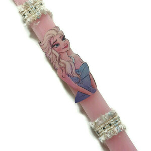 Αρωματική ροζ λαμπάδα με ξύλινη φιγούρα Elsa frozen, 32 εκατοστά. - κορίτσι, λαμπάδες, για παιδιά, ήρωες κινουμένων σχεδίων, για μωρά - 4
