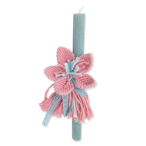 BOHO Aρωματική λαμπάδα 32 εκ. με μακραμέ ροζ λουλούδι - κορίτσι, λαμπάδες, boho, για ενήλικες, για εφήβους