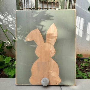 "Easter Bunny" - Ξύλινο καδράκι "λαγός" 25 × 30 εκ. - πίνακες & κάδρα, λαγουδάκι, δώρο πάσχα - 2