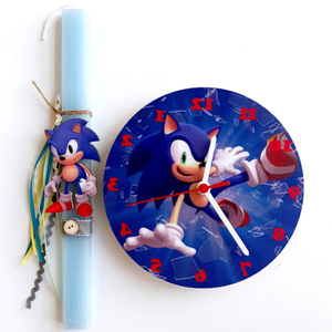 Αρωματική λαμπάδα σετ με ρολόι "Sonic" - αγόρι, λαμπάδες, για παιδιά, σούπερ ήρωες, ήρωες κινουμένων σχεδίων