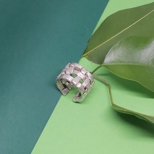 Δαχτυλίδι ασημένιο 925 - "griglia" - ασήμι 925, γεωμετρικά σχέδια, μεγάλα, αυξομειούμενα - 4