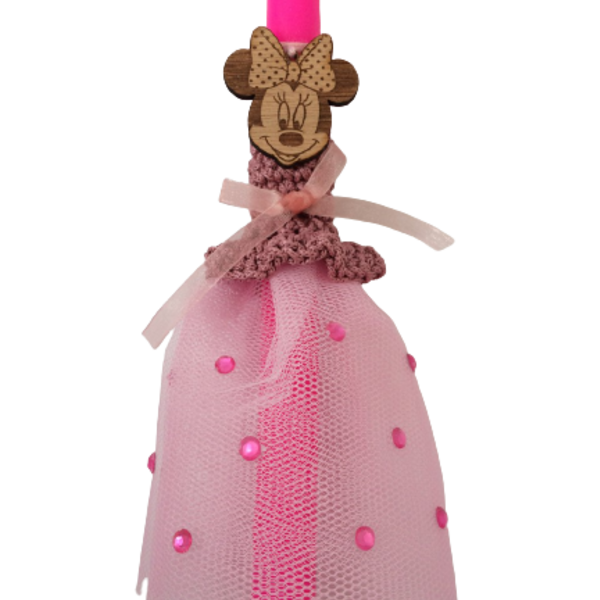 Λαμπάδα ροζ αστραφτερή ποντικίνα - κορίτσι, λαμπάδες, για παιδιά, ήρωες κινουμένων σχεδίων, για μωρά