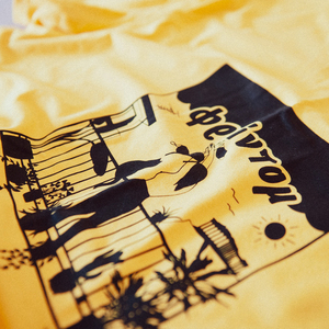"Freedom" handprinted organic yellow unisex t-shirt XLarge - unisex