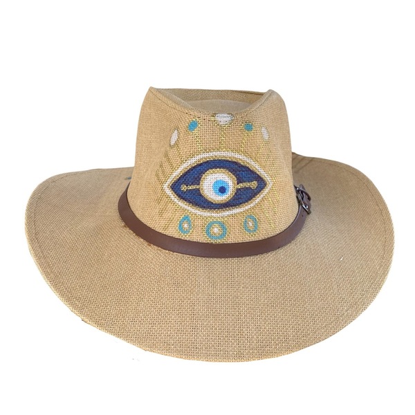 Καπέλο Panama - wavy Panama eye - ζωγραφισμένα στο χέρι, απαραίτητα καλοκαιρινά αξεσουάρ, ψάθινα
