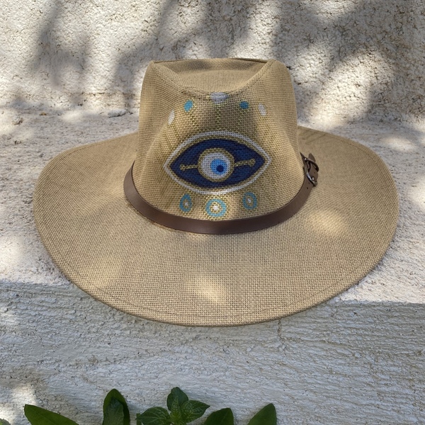Καπέλο Panama - wavy Panama eye - ζωγραφισμένα στο χέρι, απαραίτητα καλοκαιρινά αξεσουάρ, ψάθινα - 4