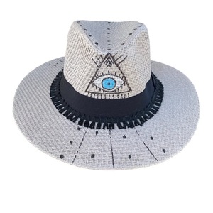 Καπέλο Panama - unisex triangle eye - ψάθινα, ζωγραφισμένα στο χέρι, unisex