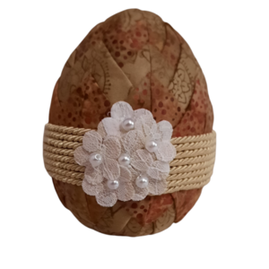 Διακοσμητικό Πασχαλινό αυγό από ύφασμα, σε καφέ μπεζ αποχρώσεις με ύψος 12cm - διακοσμητικά, πασχαλινά αυγά διακοσμητικά, πασχαλινή διακόσμηση, πασχαλινά δώρα