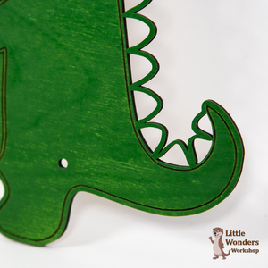 Ξύλινη Πλάτη για λαμπάδα "Δεινόσαυρος", Πράσινη, Διάσταση: 26Χ20εκ. - αγόρι, δεινόσαυρος, διακοσμητικά, για παιδιά, ζωάκια - 2