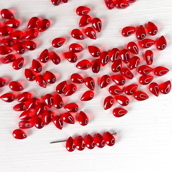 Κόκκινες Γυάλινες Χάντρες Σταγόνα 6x9mm 10τεμ - υλικά κοσμημάτων, υλικά κατασκευών