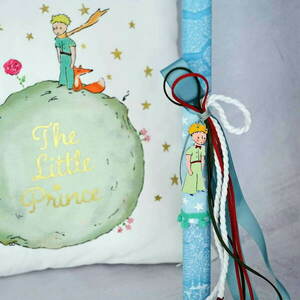 Σετ λαμπάδα με μαξιλάρι Μικρό Πρίγκιπα - γαλάζιο - λαμπάδες, για παιδιά, για εφήβους, πρίγκηπες - 3
