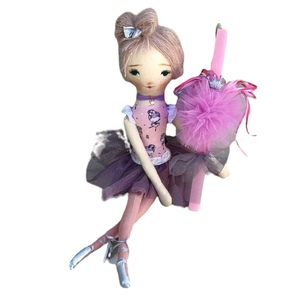 Σετ Πασχαλινή ροζ Λαμπάδα αρωματική με κούκλα πάνινη μπαλαρίνα 60cm - κορίτσι, λαμπάδες, μπαλαρίνες, σετ, για παιδιά