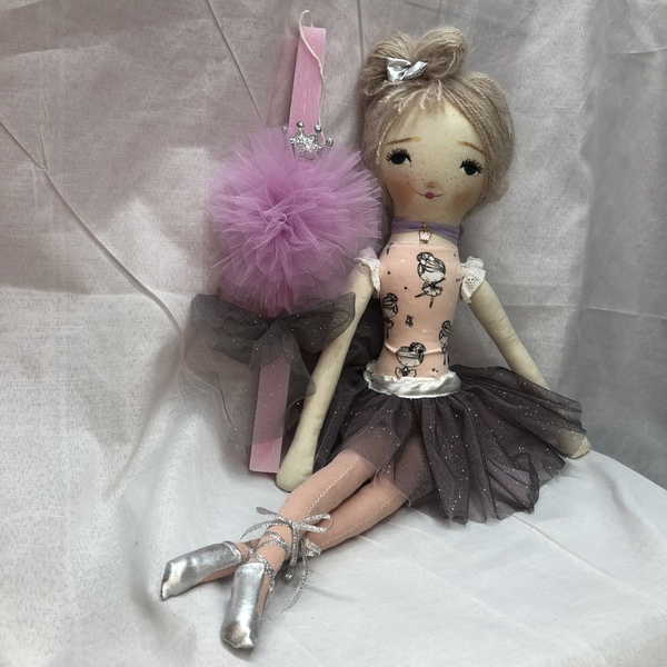 Σετ Πασχαλινή ροζ Λαμπάδα αρωματική με κούκλα πάνινη μπαλαρίνα 60cm - κορίτσι, λαμπάδες, μπαλαρίνες, σετ, για παιδιά - 4
