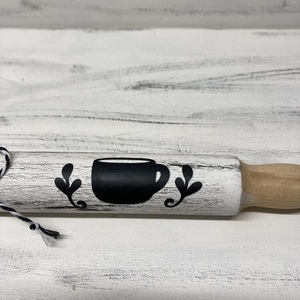 Μικρος διακοσμητικος ασπρομαυρος ξυλινος πλαστης διαμ. 18 cm - ξύλο, διακοσμητικά - 3