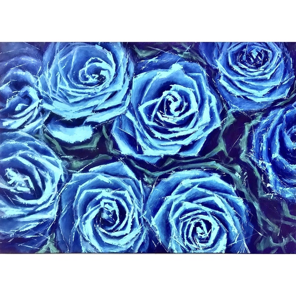 Πίνακας ζωγραφικής «Blue roses» - πίνακες & κάδρα