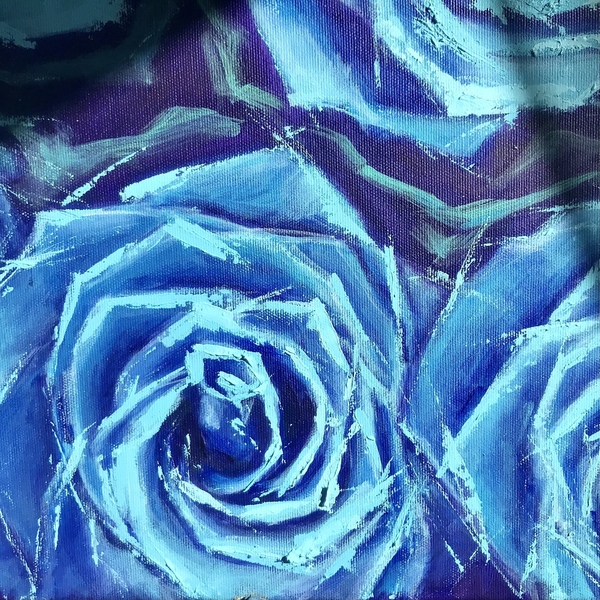Πίνακας ζωγραφικής «Blue roses» - πίνακες & κάδρα - 2