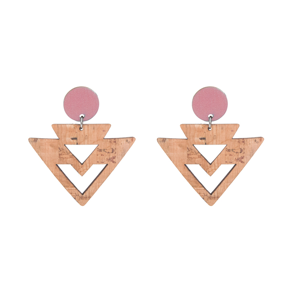 Σκουλαρίκια Φελλός "Cork Arrows" - γεωμετρικά σχέδια, boho, ethnic, φελλός, κρεμαστά