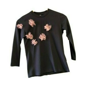 Μακρυμάνικο μαύρο μπλουζάκι με τούλινες πεταλούδες - κορίτσι, παιδικά ρούχα