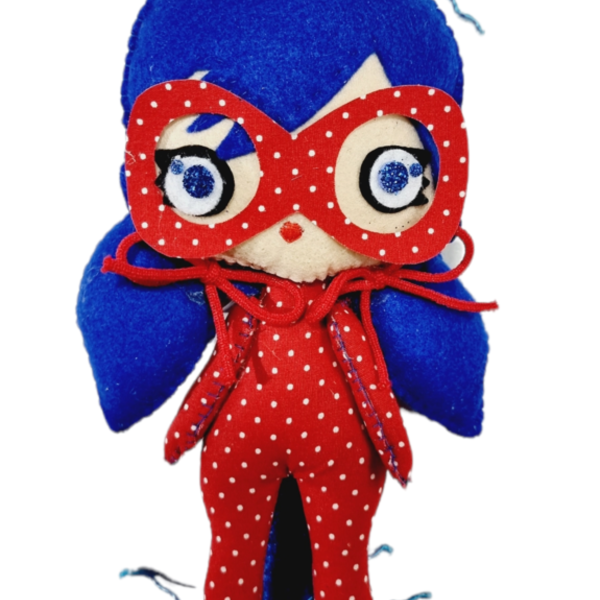 Λαμπάδα χειροποίητη αρωματική με ηρωίδα ladybug κούκλα χειροποίητη 20 εκατοστά - λαμπάδες, για παιδιά, σούπερ ήρωες, παιχνιδολαμπάδες - 4
