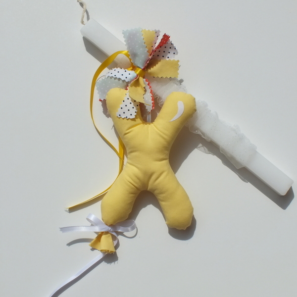Λαμπάδα με μονόγραμμα μπαλόνι - κίτρινο - λαμπάδες, μονογράμματα, για παιδιά, για μωρά - 2