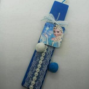 Πασχαλινή λαμπάδα μπλε πλακέ 25εκ αρωματική με την παγωμένη πριγκίπισσα - κορίτσι, λαμπάδες, για παιδιά, για εφήβους, πριγκίπισσες - 2