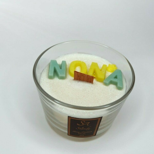 Χειροποίητο κερί σόγιας 'Νονά' με άρωμα της επιλογής σας 205 ml - αρωματικά κεριά - 2