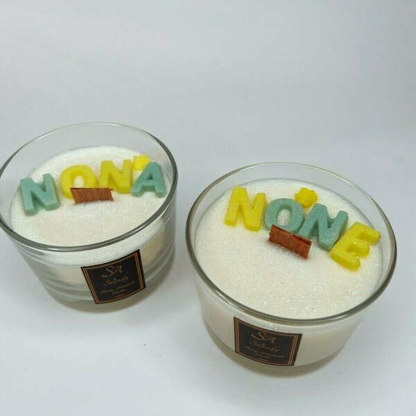 Σετ 2 χειροποίητα κεριά σόγιας ''Νονά και Νονέ'' 205 ml - αρωματικά κεριά - 3