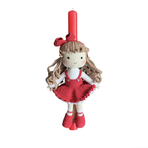 Λαμπάδα πλεκτή κούκλα Bella 38 cm - κορίτσι, λαμπάδες, για παιδιά, παιχνιδολαμπάδες