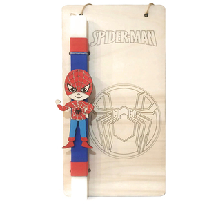 Παιδική Πασχαλινή Λαμπάδα με πλάτη και ξύλινο στοιχείο Σούπερ Ήρωα αράχνη 14cm - αγόρι, λαμπάδες, σετ, για παιδιά, σούπερ ήρωες