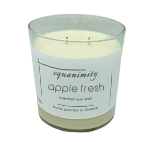 100% Φυτικό Αρωματικό Κερί σόγιας 250γρ.Διάφανο Γυάλινο δοχείο Apple Fresh (μήλο, κανέλα) - αρωματικά κεριά