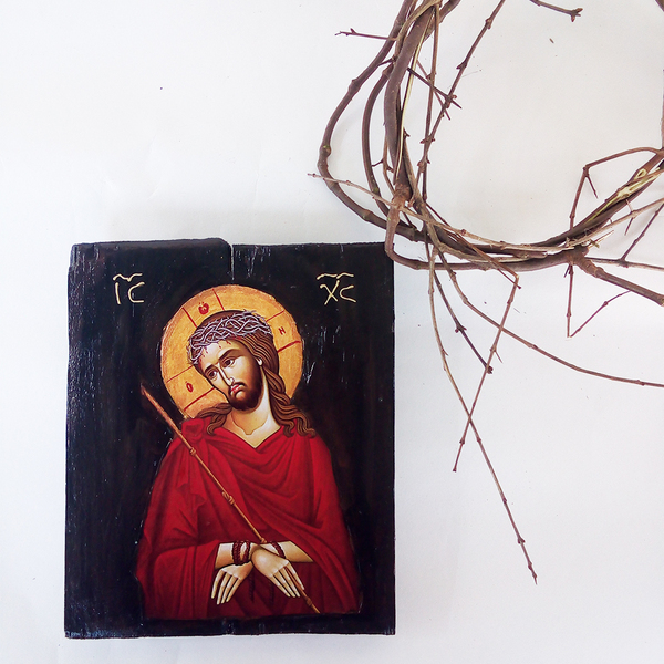 Ιησούς Χριστός Νυμφίος Χειροποίητη Εικόνα Σε Ξύλο 21x18cm - πίνακες & κάδρα, πίνακες ζωγραφικής - 5