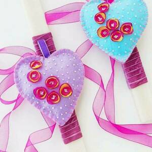 Αρωματική λαμπάδα καρδιά μοβ - καρδιά, κορίτσι, λαμπάδες, για παιδιά, για εφήβους - 5