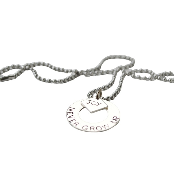 Κολιέ μεταλλική ροδέλα με χάραξη και μεταλλική αλυσίδα - charms, όνομα - μονόγραμμα, κοντά, ατσάλι, χάραξη - 4
