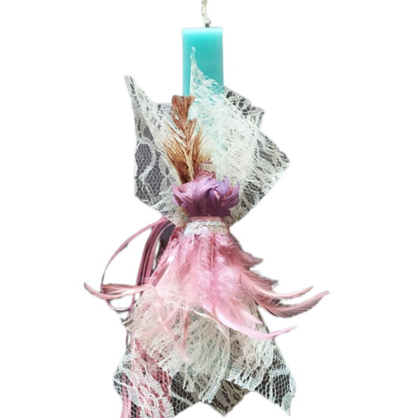 Αρωματική πλακέ λαμπάδα (30cm) "Pink mpousto" - κορίτσι, λαμπάδες, για παιδιά, πασχαλινά δώρα, διακοσμητικό πασχαλινό