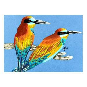 πολύχρωμα εξωτικά πουλιά σχέδιο ζωγραφικής - αφίσες, DIY, κάρτες