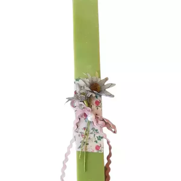 Χειροποίητη αρωματική λαμπάδα πλακέ με λουλούδια Νο2 - γυναικεία, κορίτσι, λαμπάδες, για ενήλικες, για εφήβους