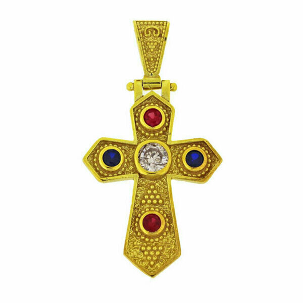Σταυρός Βυζαντινός Μενταγιόν Ασημένιο 925 22x32mm - ασήμι, επιχρυσωμένα, σταυρός, κοντά, μενταγιόν