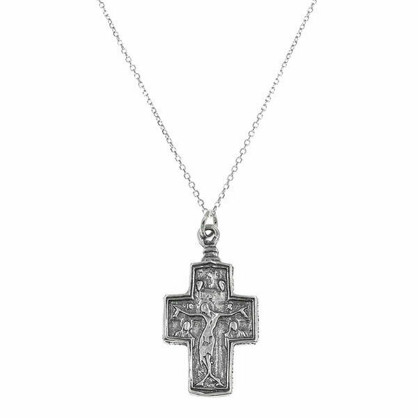 Σταυρός Διπλής όψης Παναγία & Χριστός 16x26mm - ασήμι, σταυρός, κοντά, μενταγιόν