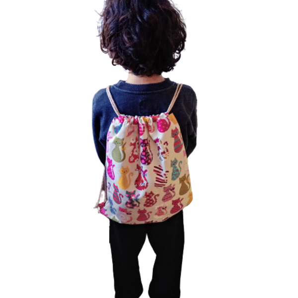 Παιδική τσάντα πλάτης από καμβά 40*35 εκ - δώρο, τσαντάκια - 2