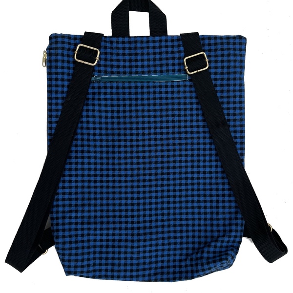Σακίδιο πλάτης / backpack από ύφασμα blue petite carreau 1 - ύφασμα, πλάτης, all day, φθηνές - 2