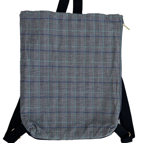 Σακίδιο πλάτης / backpack από ύφασμα με μοτίβο grey petite carreau - ύφασμα, πλάτης, all day, φθηνές