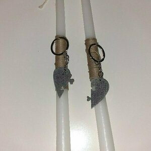 ΣΕΤ πασχαλινές λαμπάδες με καρδούλα από υγρό γυαλί (4cm χ 2cm) - λαμπάδες, ζευγάρια, μπρελοκ κλειδιών - 5