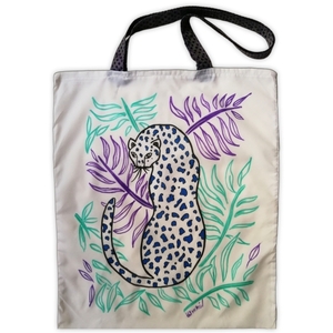 Ζωγραφισμένη χειροποιητη (μοναδική) τσάντα άνορακ ζούγκλα 34Χ41, αδιαβροχη, shopper, tote bag, special price - πάνινες τσάντες, ζωγραφισμένα στο χέρι, ύφασμα