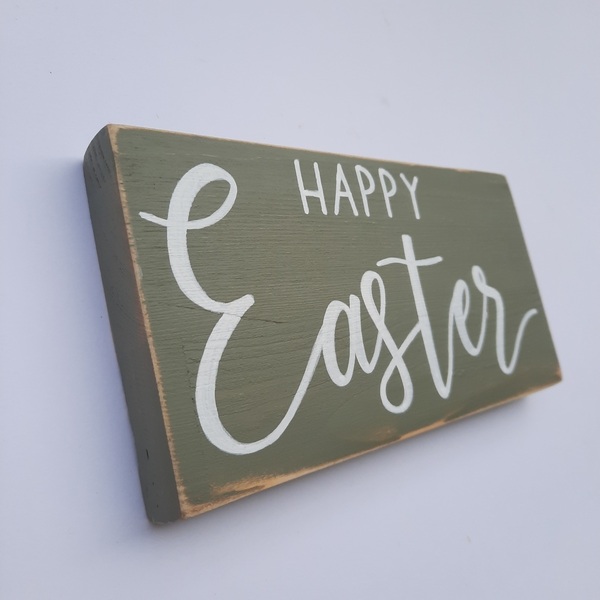 "Happy Easter" - Ξύλινο καδράκι 10 × 20 εκ. - διακοσμητικά, πασχαλινά δώρα, διακοσμητικό πασχαλινό - 3