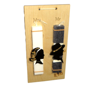 Λαμπάδες για ζευγάρι 20cm Mrs & Mr - λαμπάδες, ζευγάρια, αρωματικές λαμπάδες