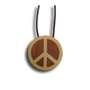 Ξύλινο Χειροποίητο Μενταγιόν Σύμβολο Ειρήνης - μενταγιόν, ξύλο