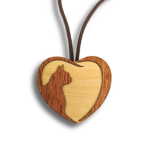 Ξύλινο Χειροποίητο Μενταγιόν, Καρδιά , Γάτα - καρδιά, ξύλο