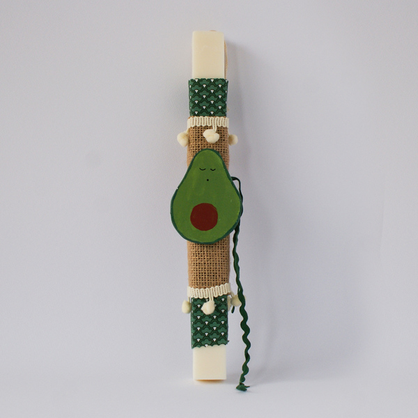 Λαμπάδα Αβοκάντο με πήλινο χειροποιήτο στολίδι - αγόρι, λαμπάδες, μαγνητάκια, για παιδιά, για ενήλικες