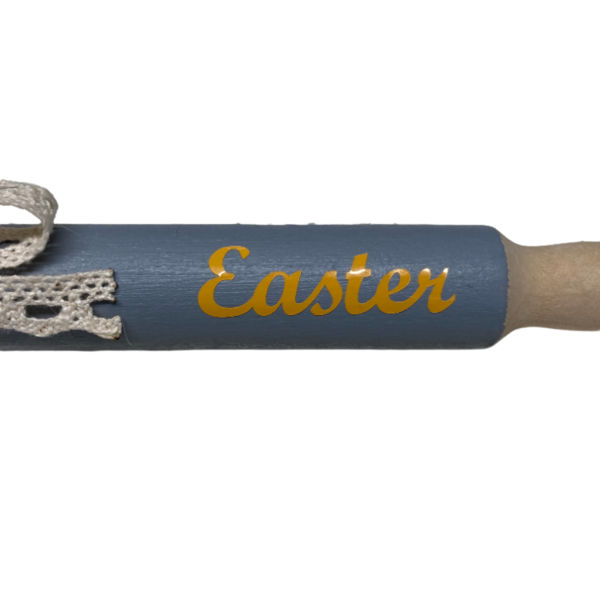 Διακοσμητικος μινι ξυλινος γκρι πλαστης "Easter" 18cm - διακοσμητικά, πασχαλινά δώρα, διακοσμητικό πασχαλινό - 3
