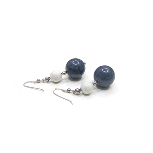 Κρεμαστά σκουλαρίκια με μπλέ κοράλι, χαολίτη & ασήμι 925 - ημιπολύτιμες πέτρες, ασήμι 925, κρεμαστά, μεγάλα, γάντζος