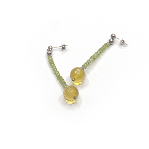 Σκουλαρίκια με citrin, peridot & ασήμι 925 - ημιπολύτιμες πέτρες, ασήμι 925, καρφάκι